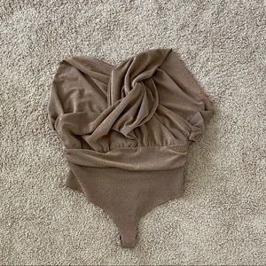 Bronze off the shoulder bodysuit